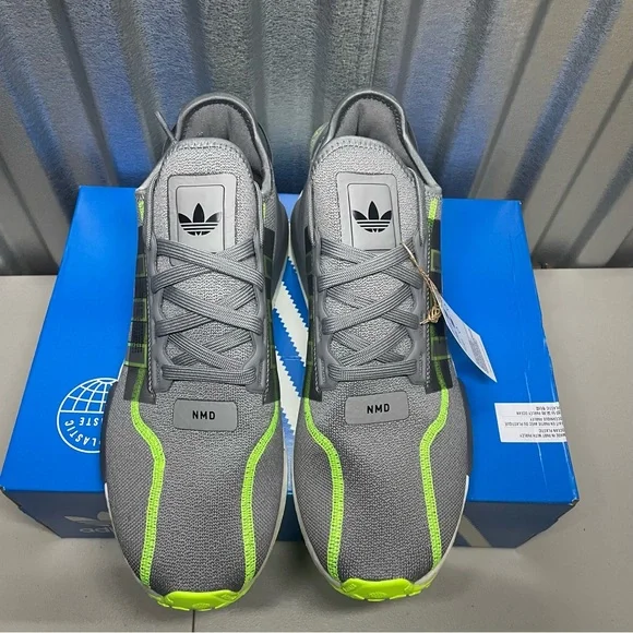 Adidas NMD R1.V2 Grey/Signal Green GY6163 Men's Shoes NEW - Picture 4 of 5